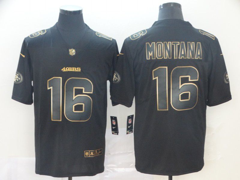 Men San Francisco 49ers 16 Montana Nike Vapor Limited Black Golden NFL Jerseys